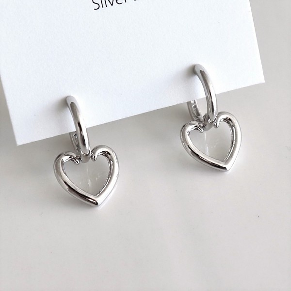 [Silver925] Bold heart earring