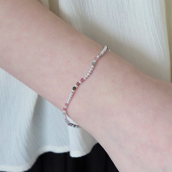 [Silver925] Color stone cubic bracelet