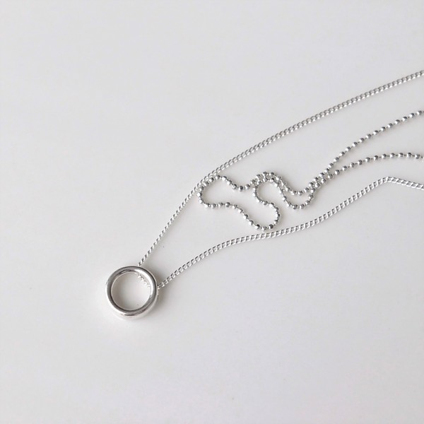 [Silver925] Circle two line necklace